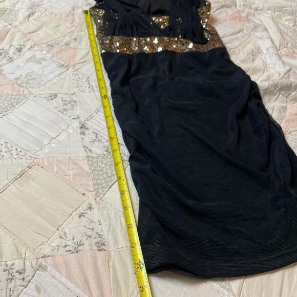 no brand y2k gold sequined black mini dress with rouched sides size small - Picture 7 of 7